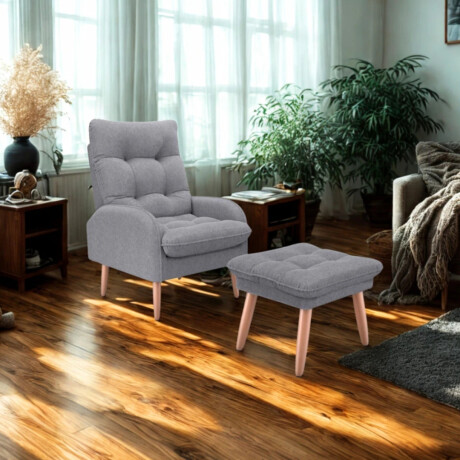 Combo Rustico Poltrona + Puff Nantes Gris