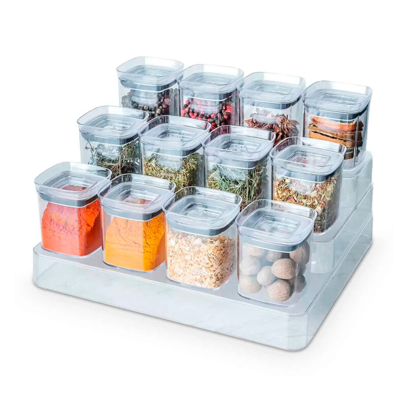 Set Organizador multinivel + 12 Potes GRIS