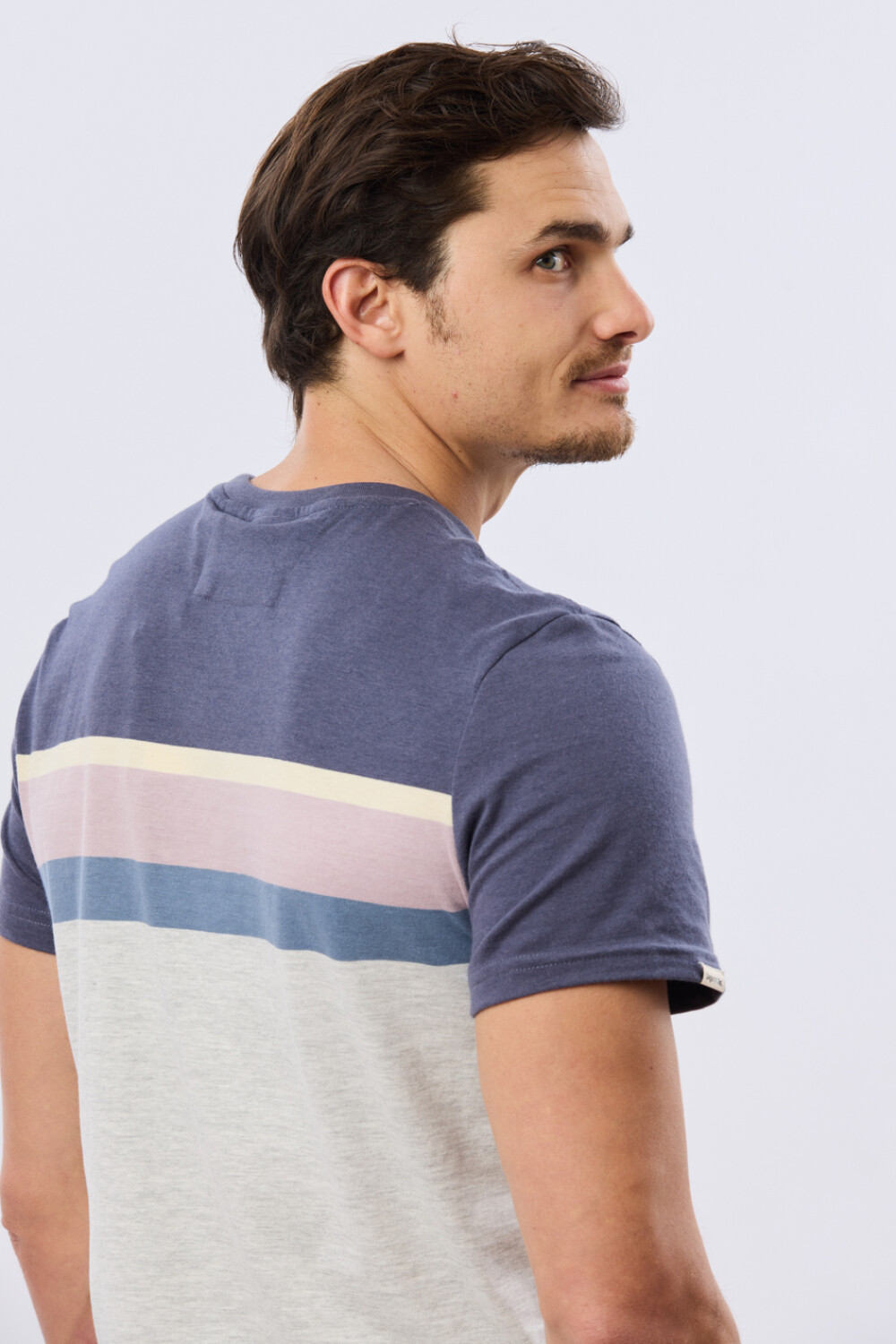 REMERA RAYADA DE ALGODÓN Gris