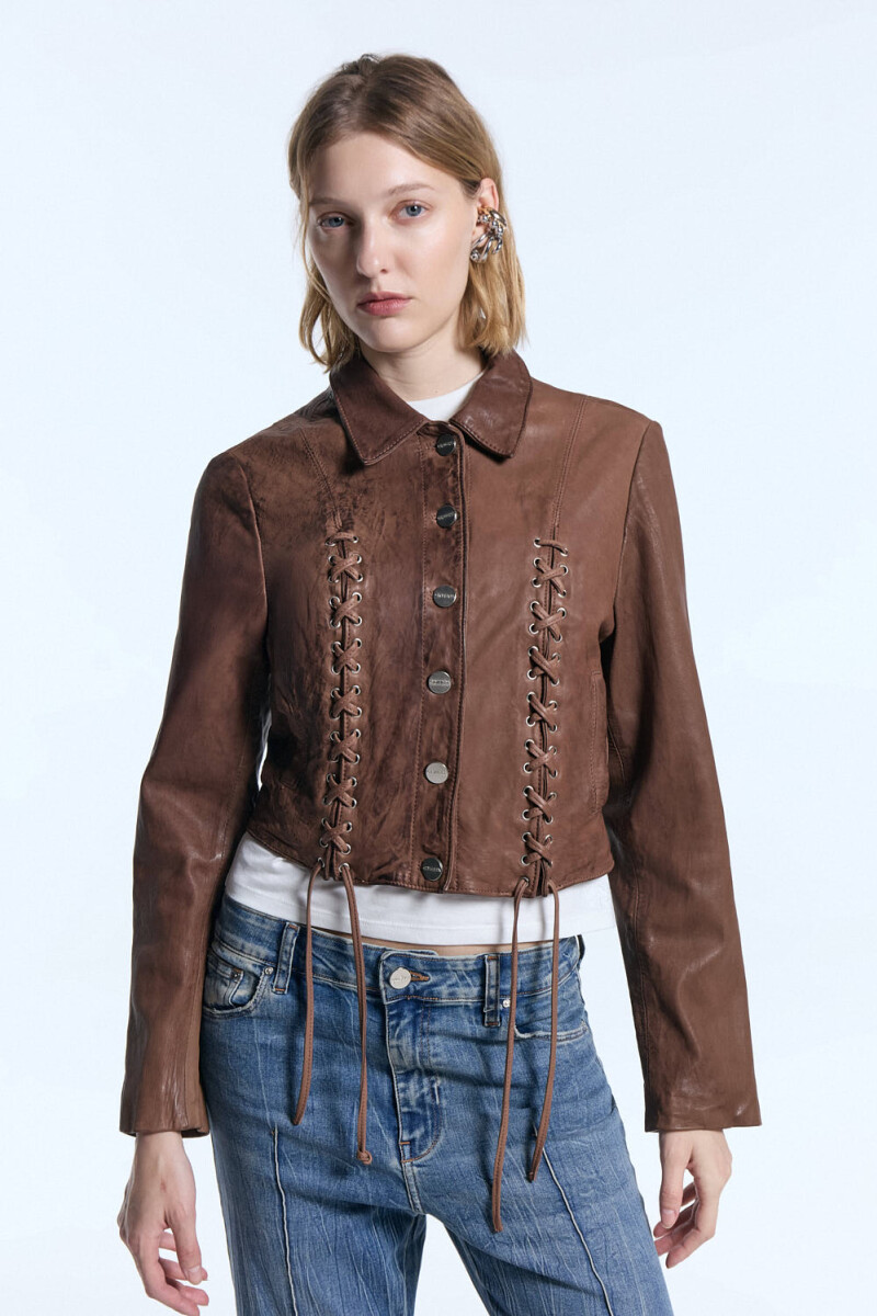 CAMPERA CUERO NYON Marron