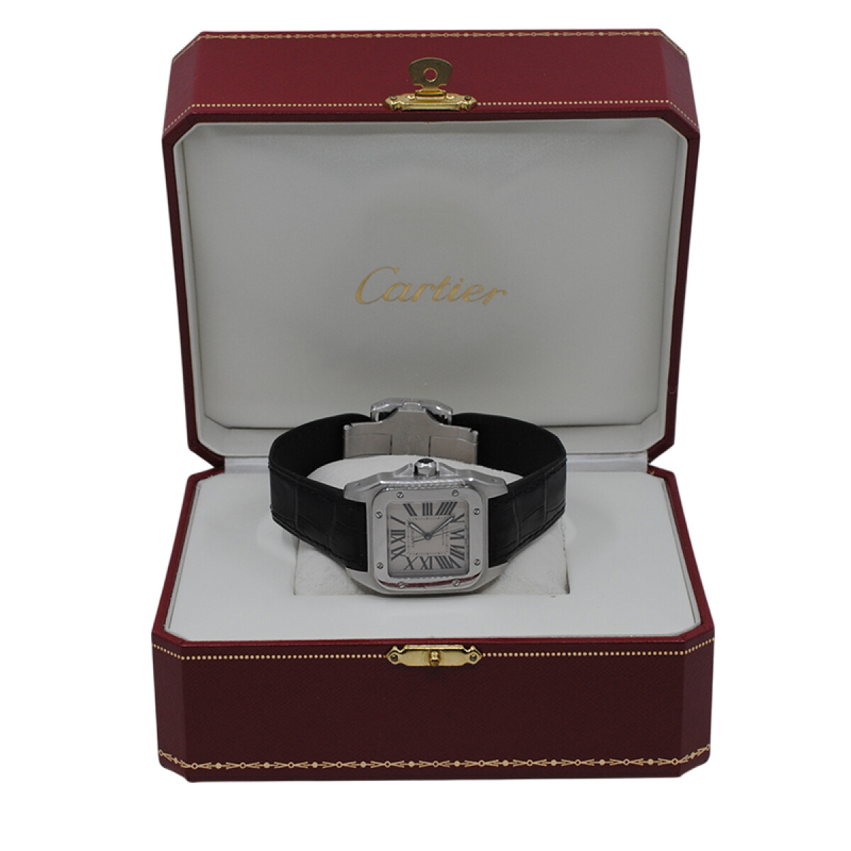 Cartier Santos 100 mediano 2878 automático año 2010 caja 33 mm con caja y papeles 