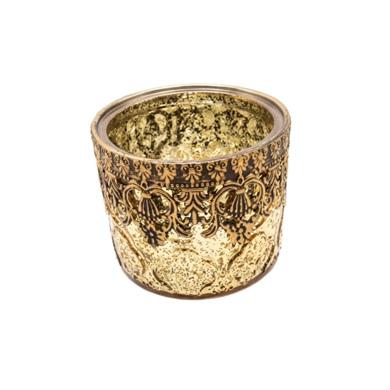 PORTA VELA VIDRIO DORADO COMB 9.5X8CM Unica