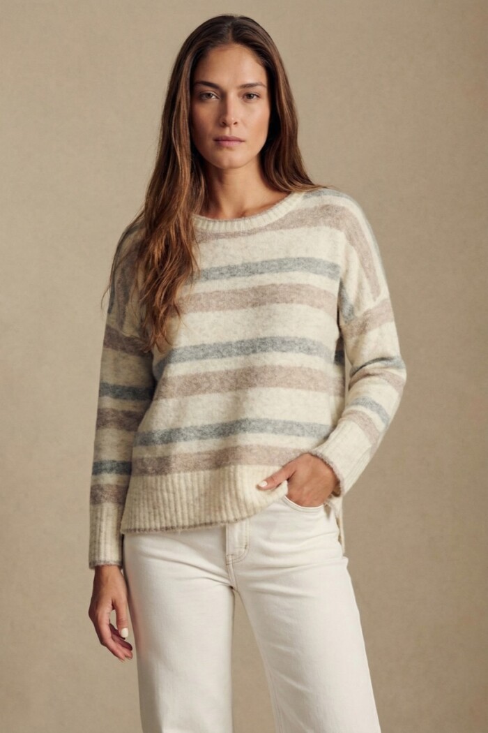 Sweater Rayado Gris Melange