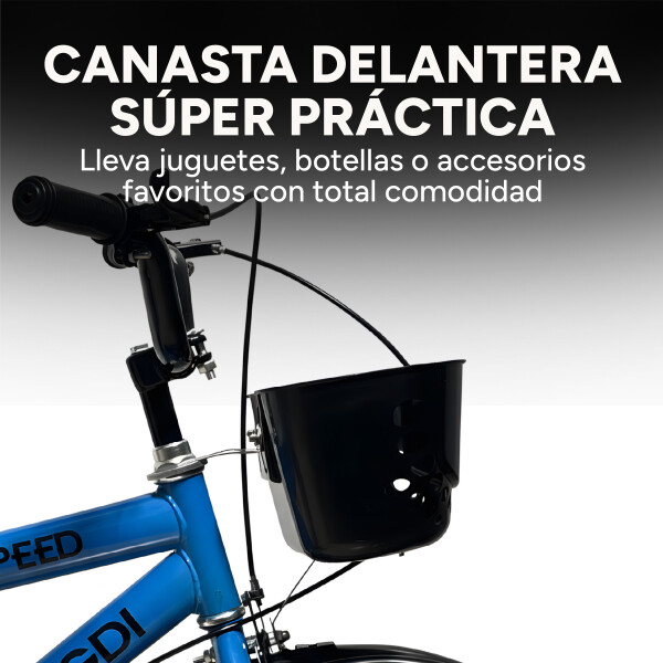 Bicicleta Infantil Shengdi R16 Canasto Parrilla Guardabarros Azul 1