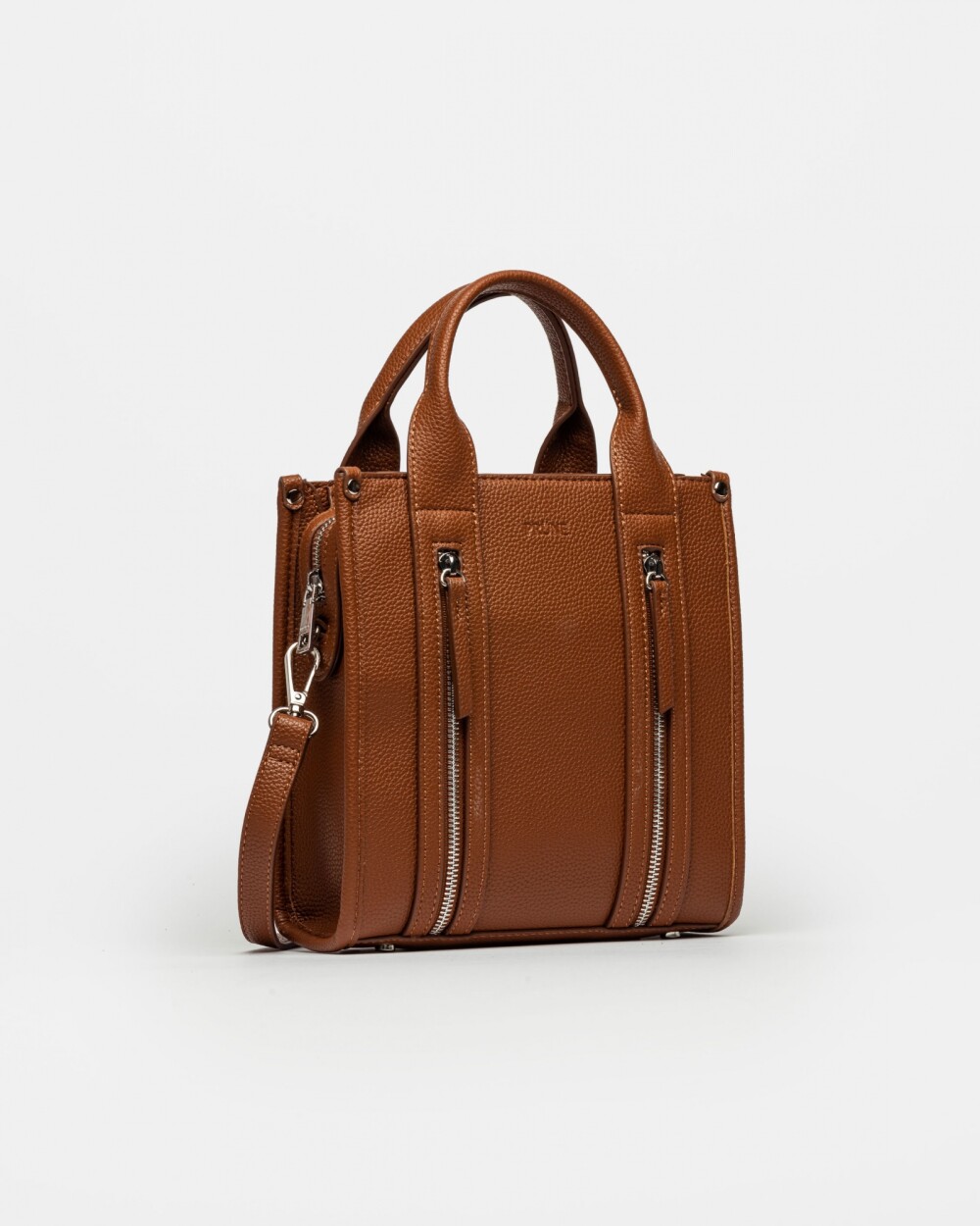 Cartera de Mano Oak en Efecto Cuero Liso Marron
