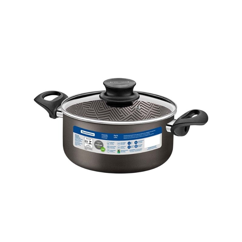 OLLA C/ASAS 26CM STARFLON PARIS TRAMONTINA TAPA DE TEFLON Gris