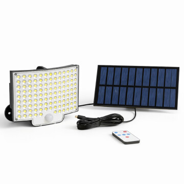 Foco Led Reflector Solar Recargable 20w Sensor Control Variante Fría