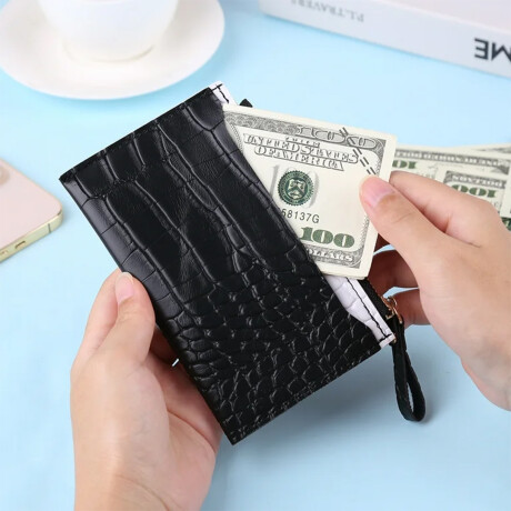 Monedero croco tarjetero bicolor Negro