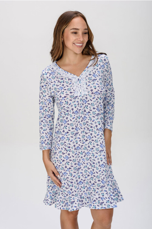 CAMISÓN ESTAMPADO AZUL CON FLORES