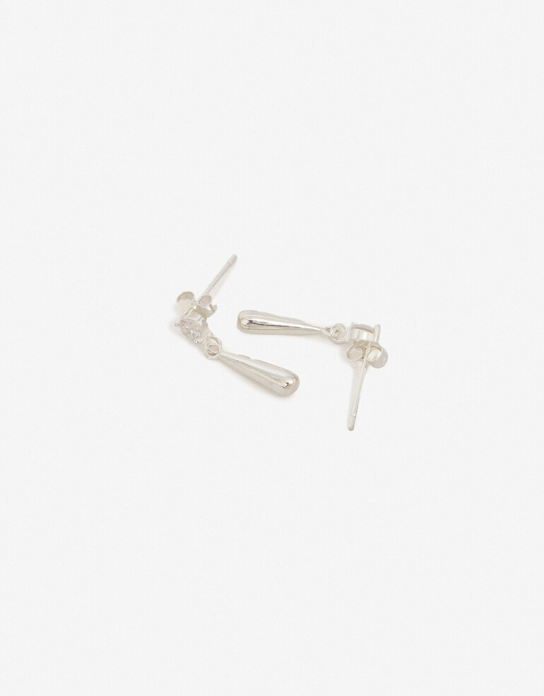 Aros Colgantes Cortos Strass Aros Colgantes Gota Plata 925 - Plateado