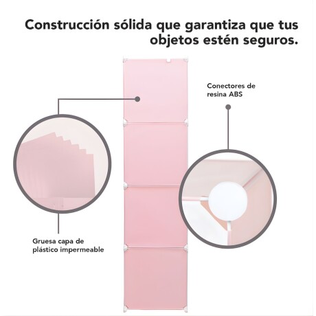 Armario Plastico Lumax 8 Compartimentos Desmontable Rosado