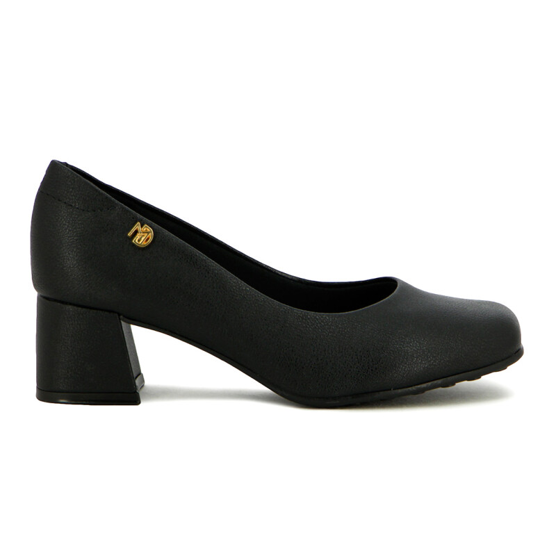 Modare Zapato De Dama Napa Taco Cuadrado Bajo P/ Redonda Negro