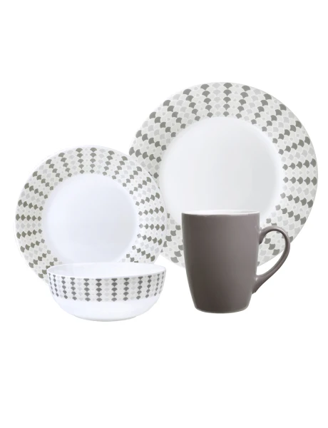 SET 16PCS OPALINA GEO PLATA 28CM/20CM/16.5CM/350ML SET 16PCS OPALINA GEO PLATA 28CM/20CM/16.5CM/350ML