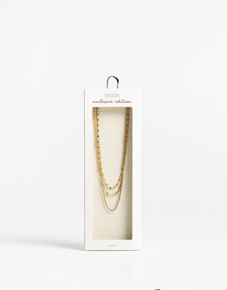 Collares Cortos Metal Set De Collares De Cadena Acero - Dorado