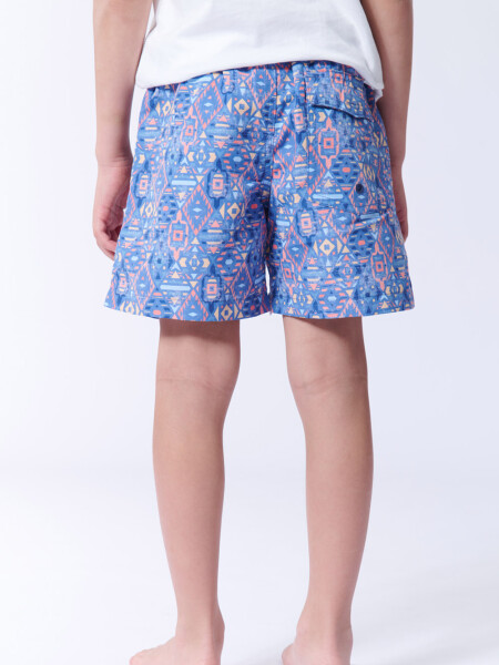 Short de baño estampado Etnico Azul