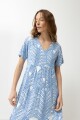 Maxi vestido manga corta estampado celeste