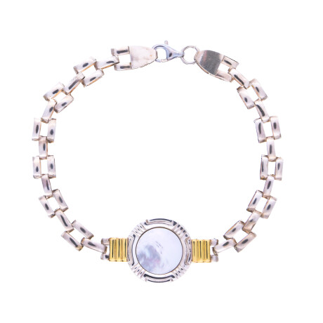 Pulsera de plata 925 y double en oro 18 ktes con nácar. Pulsera de plata 925 y double en oro 18 ktes con nácar.