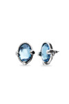 PENDIENTES DE ALEACIÓN DE METALES BAÑADOS EN PLATA DE LEY CON CRISTAL FACETADO AZUL Pendiente
