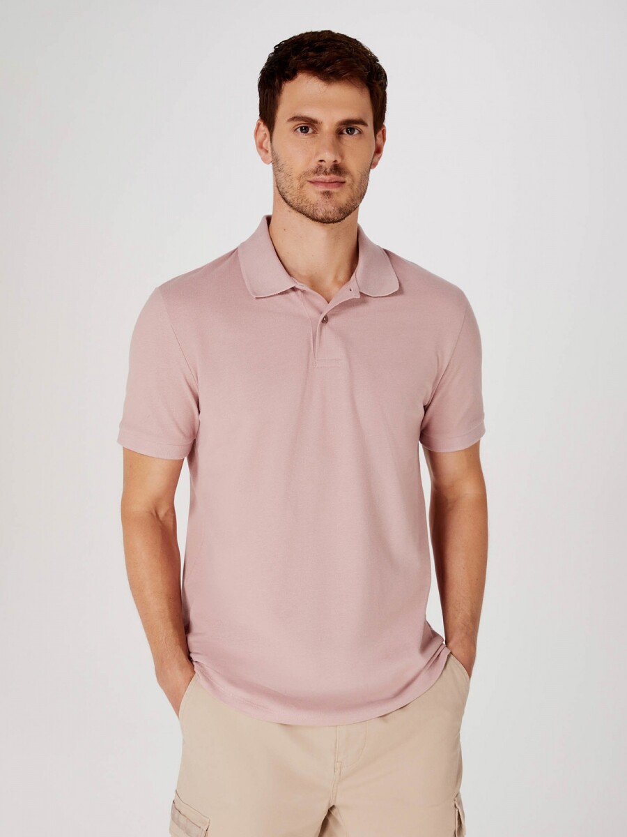 CAMISETA BÁSICA CON CUELLO - ROSA 