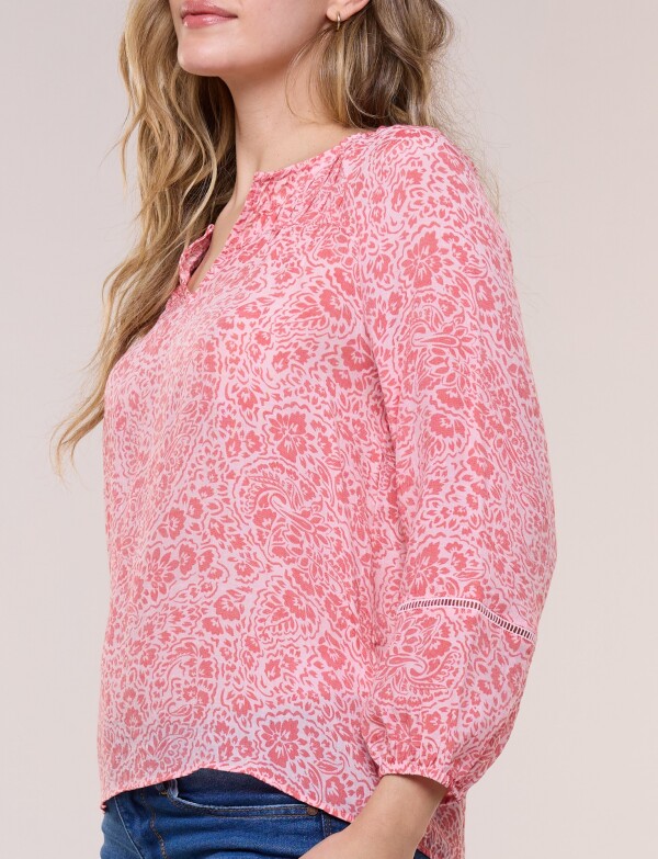 Blusa Con Detalles De Puntilla ROSA/MULTI