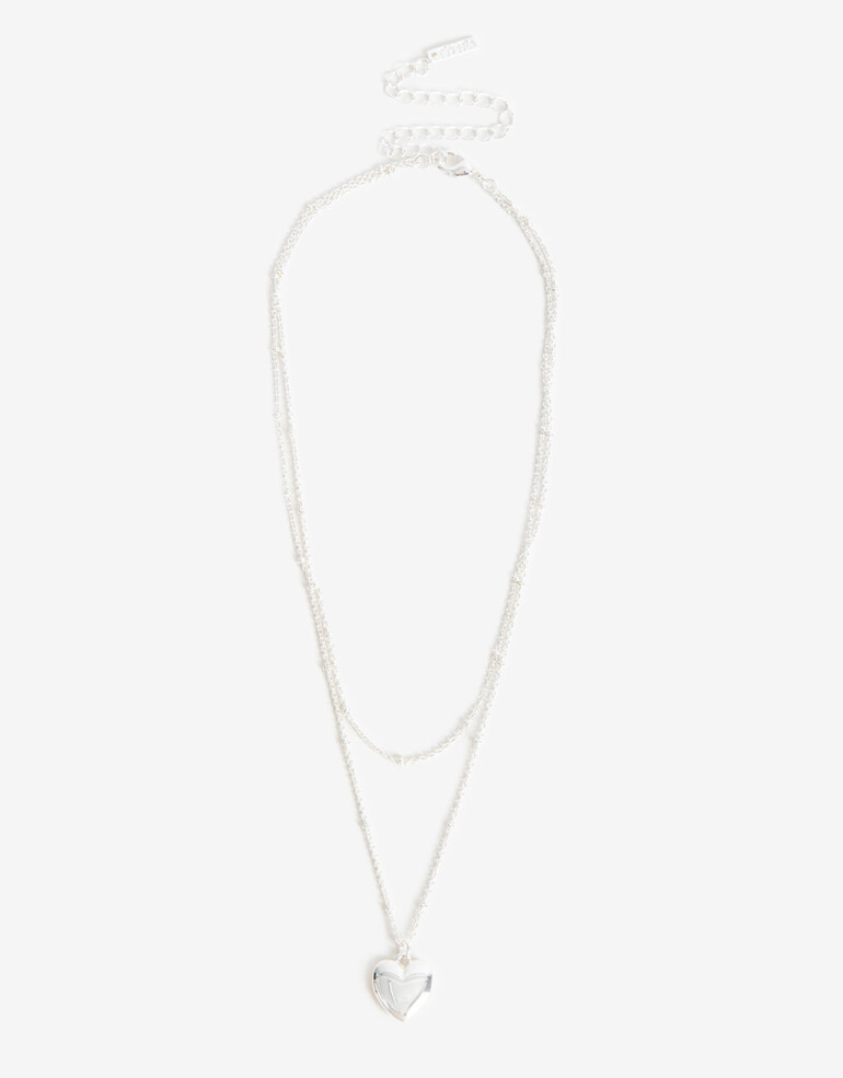 Collares Cortos Con Dijes Collar Corto Layer Corazón - Plateado