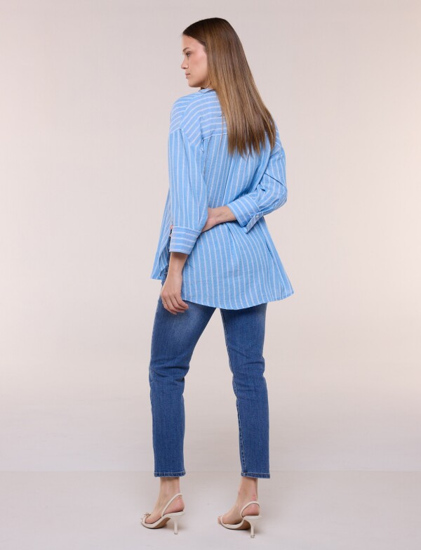 Blusa Holgada Rayas CELESTE