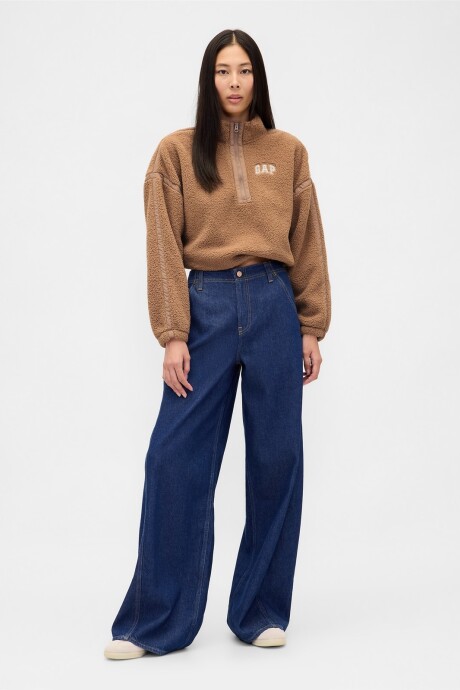 Buzo Polar Medio Cierre Logo Gap Mujer Camel Hair