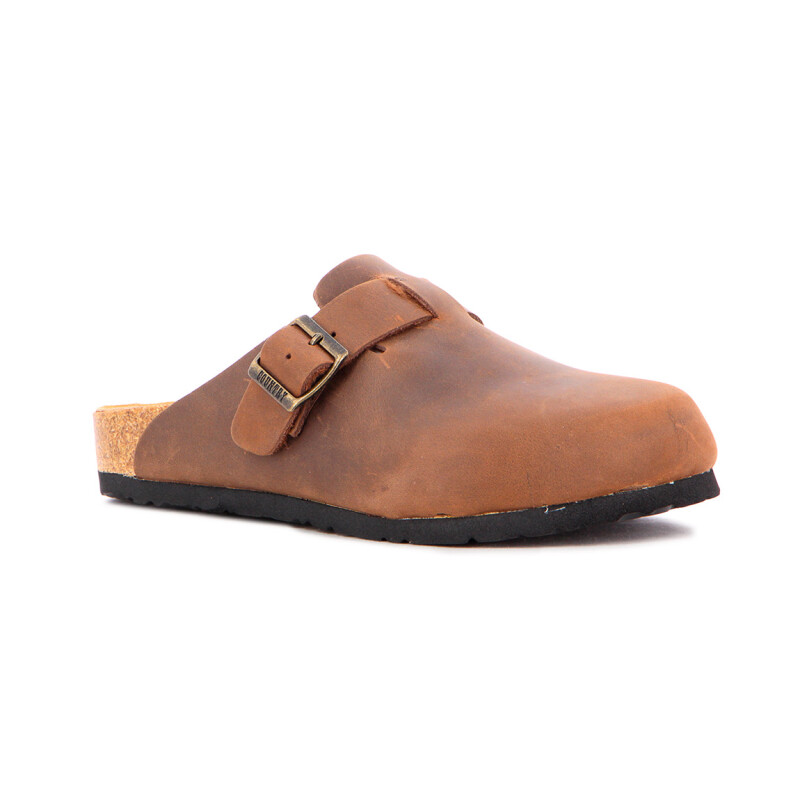 Zueco Country Cuero Mujer Marron Oscuro