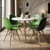 Juego de comedor Con Mesa Circular de 80cm + 4 Sillas Eames Verde/Blanco