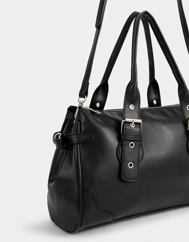 City Cartera Bowling Con Hebillas - Negro