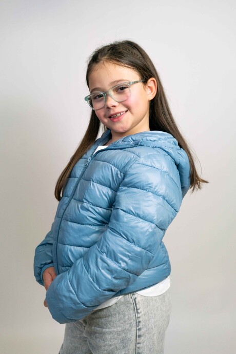 Campera Con Capucha Celeste