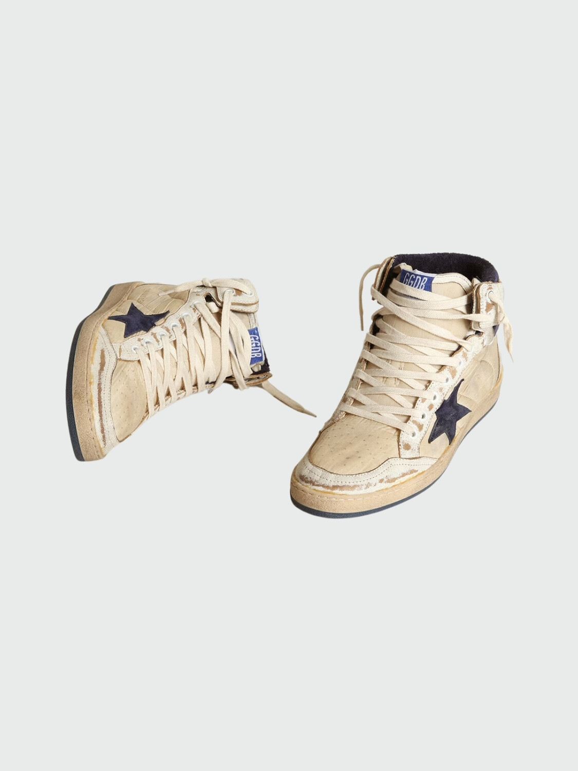 Golden Goose-Botines de cuero acordonados, Sky Star Blanco