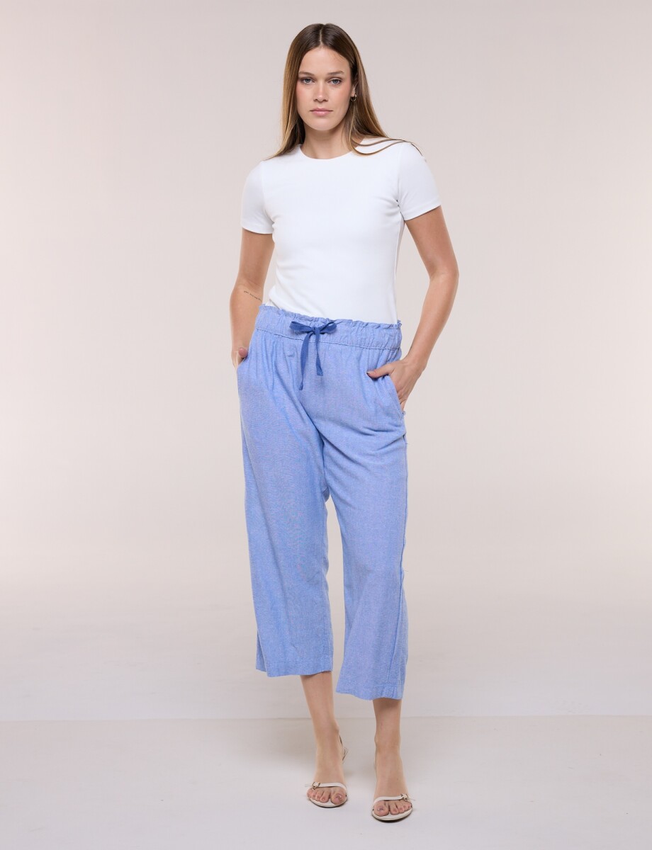 Capri De Lino Con Lazo - Azul 