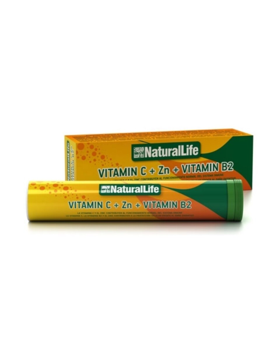 ¡OFERTA POR VENCIMIENTO! Vitamina C + Zinc + B2 X 20 Tabletas efervecentes Natural Life 