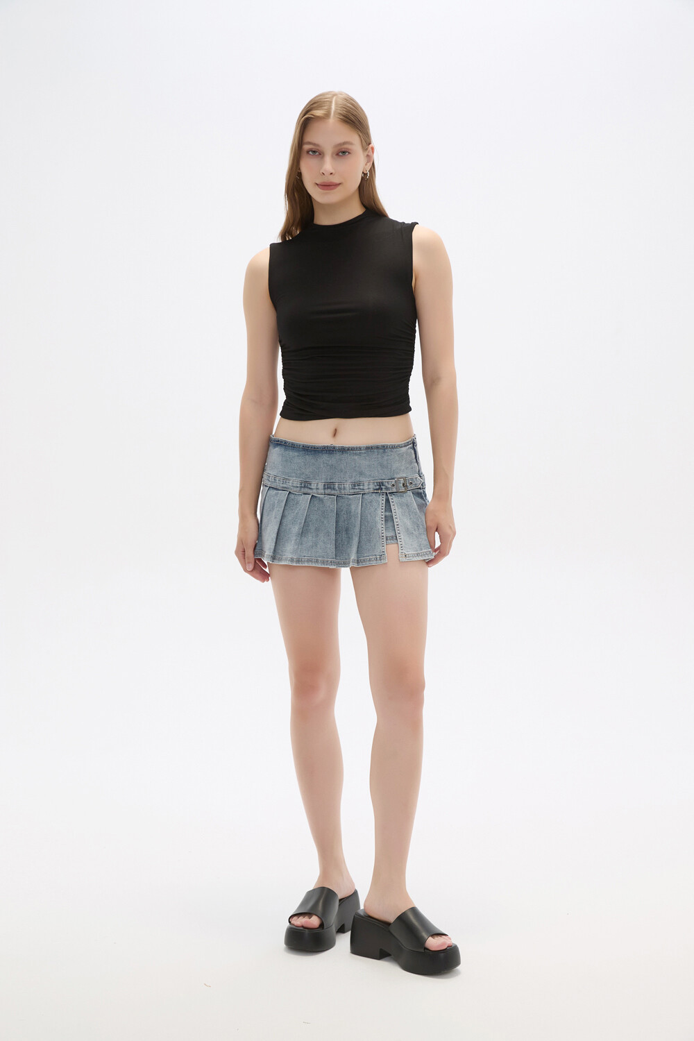 Falda Diloa Celeste Grisaceo