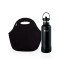 Set de lunchera de neopreno y botella de acero inoxidable 750ml brio set negro/negro