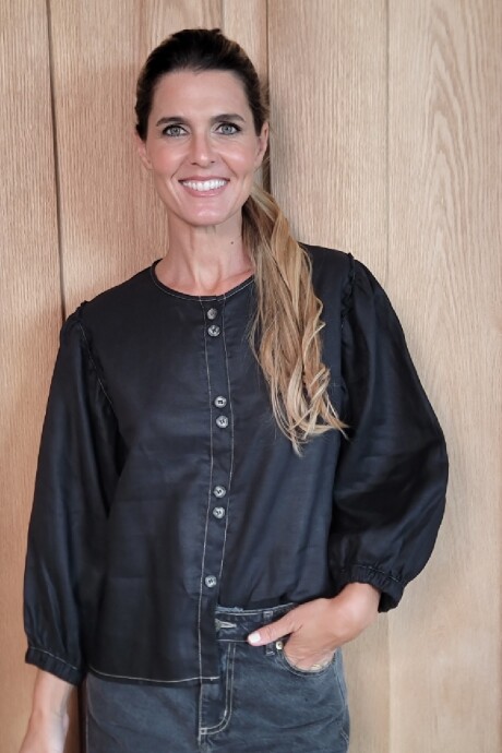 Camisa Melón Puro Lino Negro