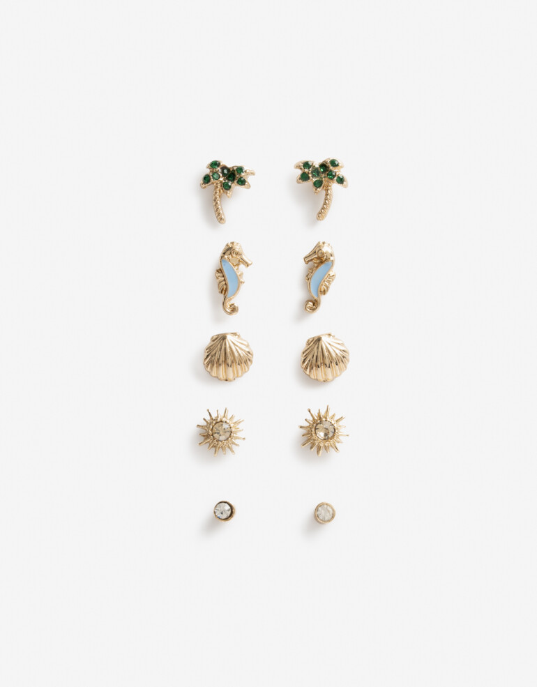 Aros Sets Metal Set De Aros Pasantes Playeros - Dorado