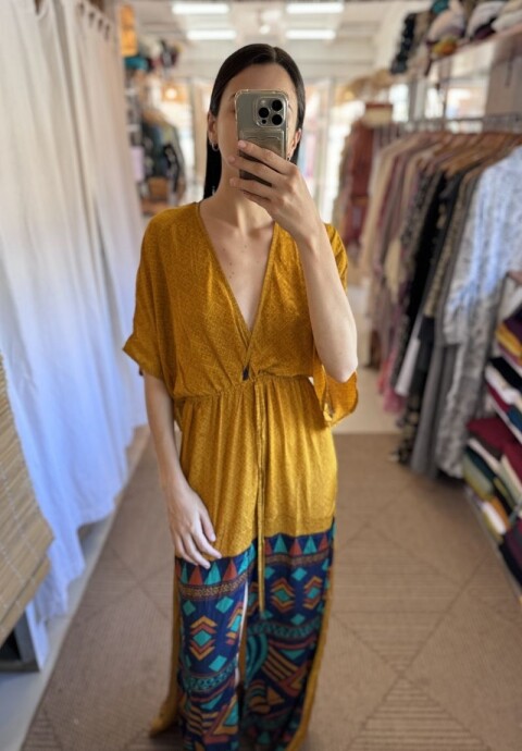 Vestido Manu de seda Tonos mostaza