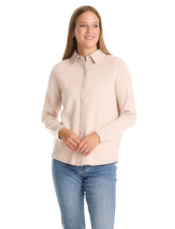 Sobrecamisa Combinada Eco Cuero BEIGE