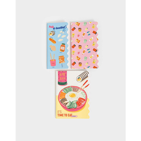Set De 3 Libretas Con Bordes Ondulados Combinacion Multicolor