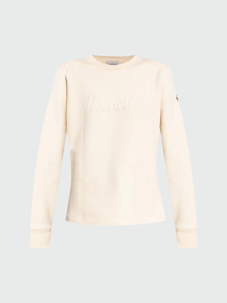 Moncler- Buzo cuello a la base con logo Blanco