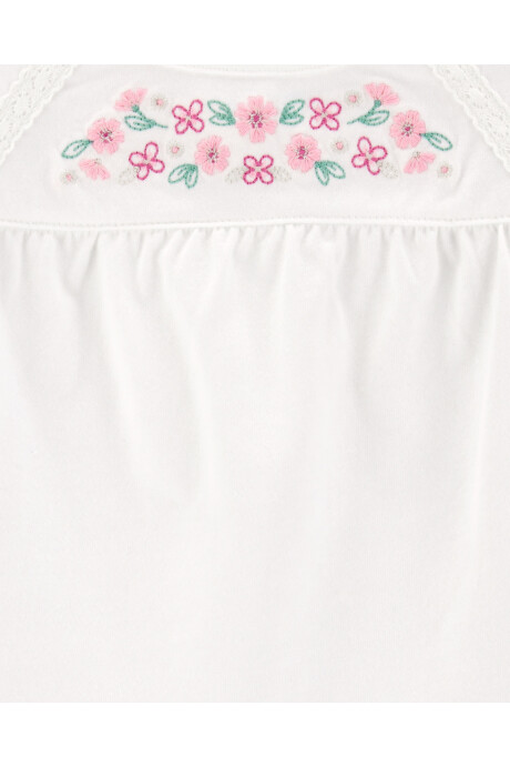 Remera de algodón, con bordado floral Sin color