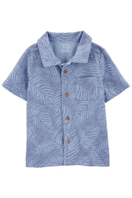 Camisa de algodón, manga corta, diseño palmeras Sin color