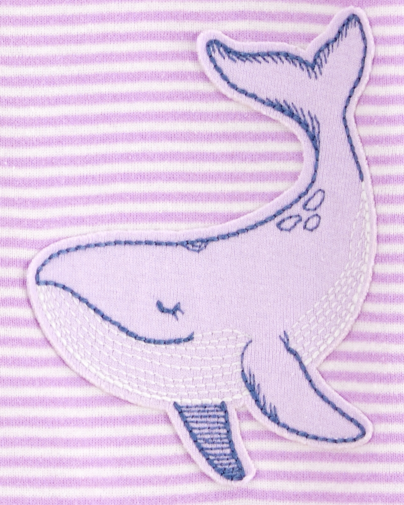 Pijama una pieza de algodón, con pie, estampa ballena Sin color