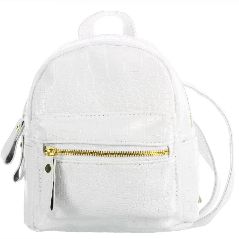 Mochila Miss Carol en material simil croco Blanco
