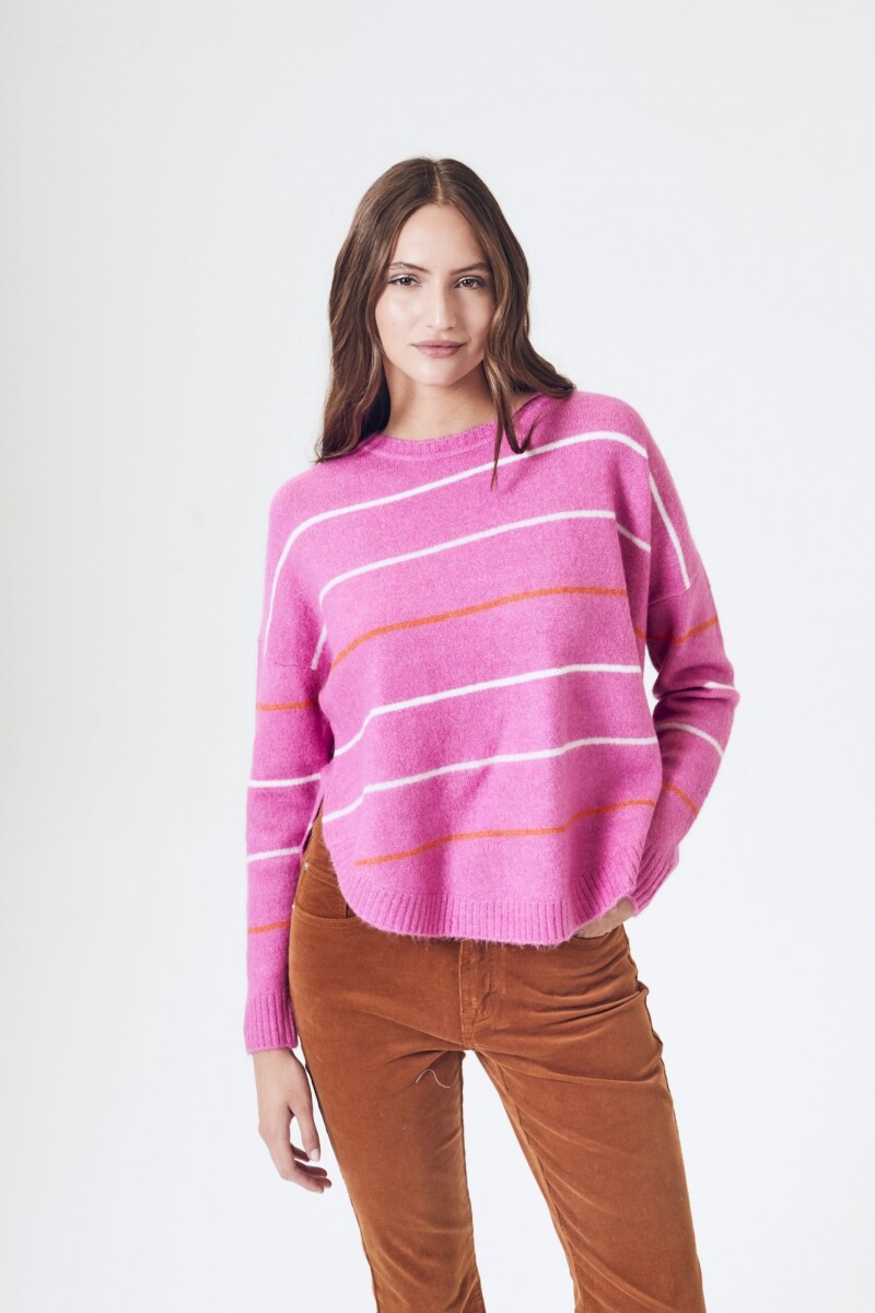 Sweater Rayado - Fucsia 