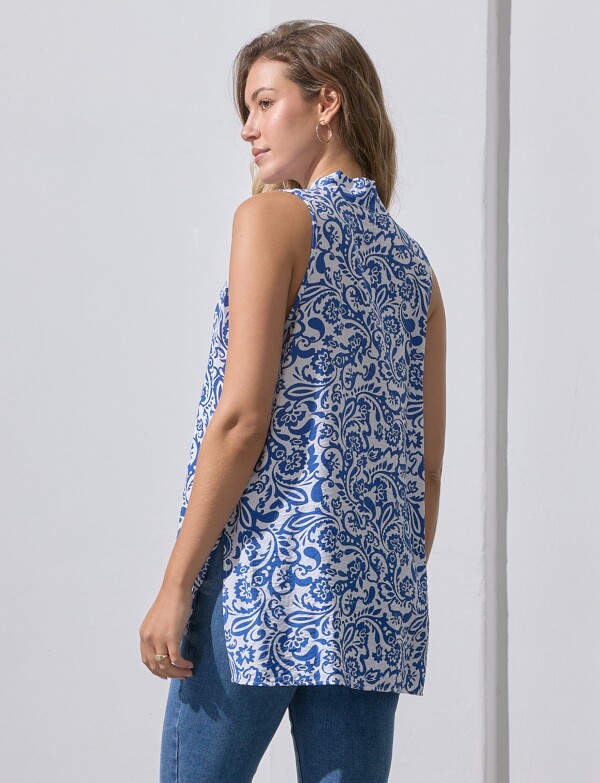 Blusa Printed BLANCO/AZUL