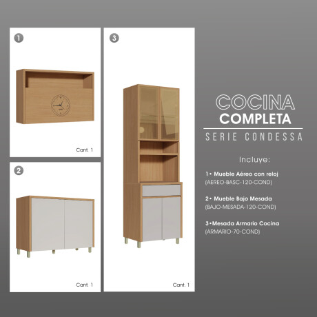 JUEGO MODULAR PARA COCINA INCLUYE AEREO BAJO MESADA Y TORRE GAMAS DE BEIGE