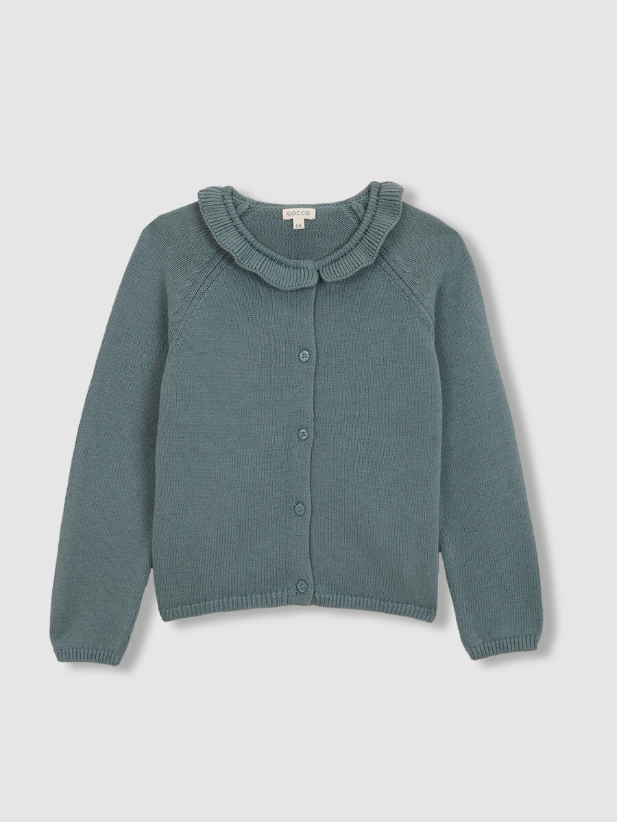 Chaqueta Cuello Volante Azul